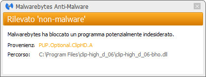 Clip-HD bloqué par Malwarebytes Anti-Malware Premium