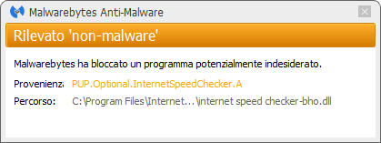 Internet Speed Checker bloqué par Malwarebytes Anti-Malware Premium