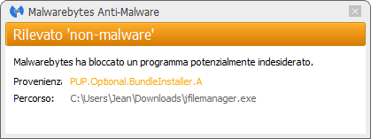 Jfilemanager détecté par Malwarebytes Anti-Malware Premium