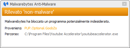 Youtube Accelerator bloqué par Malwarebytes Anti-Malware Premium