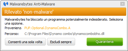 Dynamo Combo bloqué par Malwarebytes Anti-Malware Premium