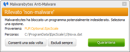 Epic Scale bloqué par Malwarebytes Anti-Malware Premium