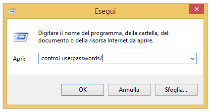 eliminare password windows 8